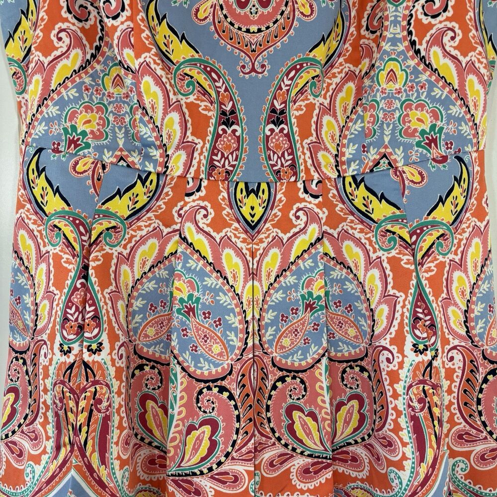 Boho Paisley Women Dress Size 2P Resort Vacation Artsy Preppy Retro Mod Colorful - Picture 4 of 16